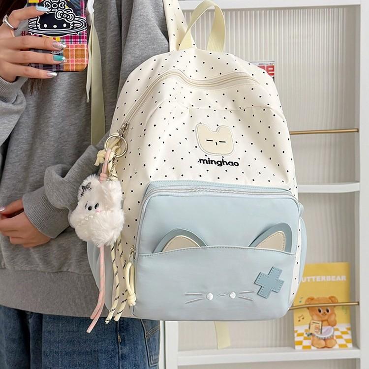 Schoolbag Wholesale Schoolbag Female Ins Cute Cat Backpack Junior High School Student Travel Bag High School Student Commuting Versatile Backpack