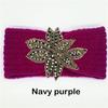 Crystal Beaded Flower Knit Headband For Women Winter Wool Ear Warmer Hairband Turban Headwrap Hair Accessories Bandeau