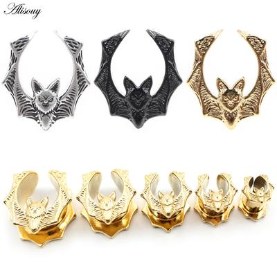 Alisouy 1 Stück Kupferlegierung Guss Tier Fledermäuse Sattel Ohr Tunnel Plugs Expander Keilrahmen Messgeräte Ohrringe Piercing Körperschmuck