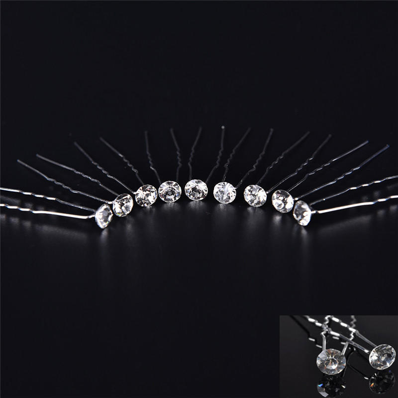 20 Stück Klar Kristall Strass Diamant Hochzeit Braut Abschlussball Haarspangen Haarnadel