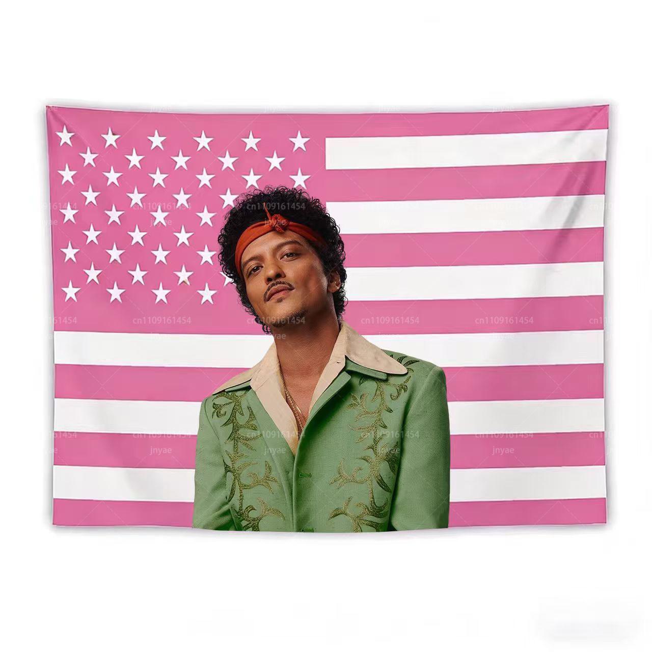 

Bruno Mars Tapestry Pink American Flag Wall Hanging Singer Poster Home Room Decor 74x94cm(29x37in)
