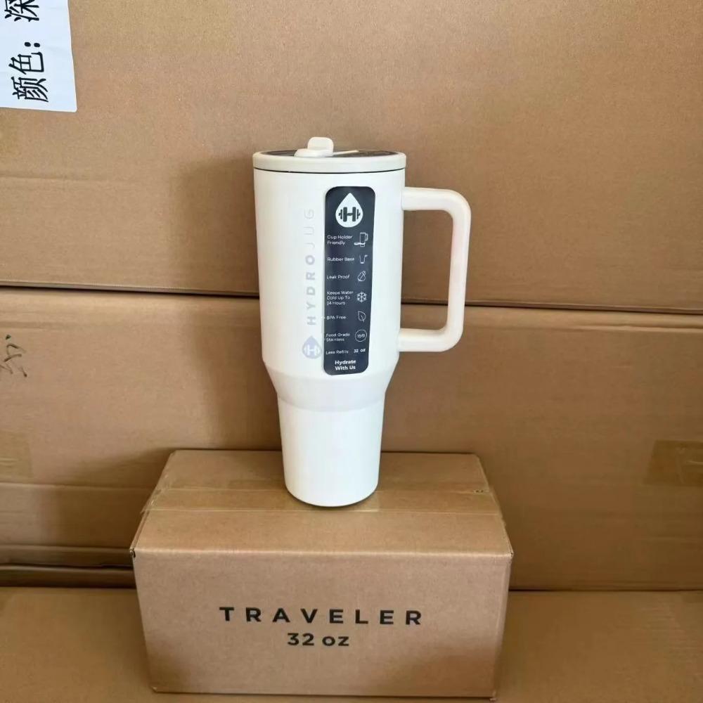 

HydroJug Тамблер 32 унції/40 унцій Traveler Кришка з соломинкою Нержавіюча сталь Вакуумна ізоляція Автомобільна кружка Подвійні стінки Термальна Крижана Дорожня 32OZ вершковий