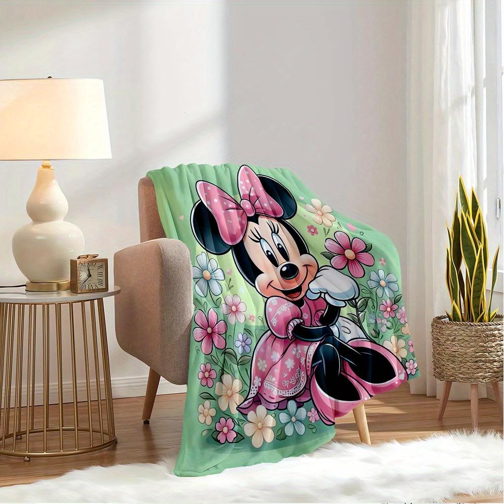 1pc Flannel Minnie Mouse Flower Bedding Throw Blanket Sofa Cover Gift Home Decor Lightweight Soft Warm Throw Blanket for