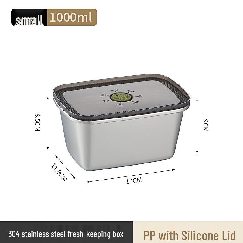 304 Stainless Steel Fresh-Keeping & Storage Box for Refrigerator, Ingredients, Picnic, and Lunch.