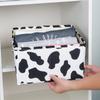 1PC Cotton and Linen Uncovered Drawer Style Storage Box, Black and White Cow Printed Clothing Storage Box