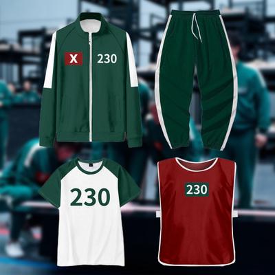 4 Piezas/Set Serie Calamar Disfraz Cosplay Sudadera Chaqueta Pantalones Camiseta Chaleco Set
