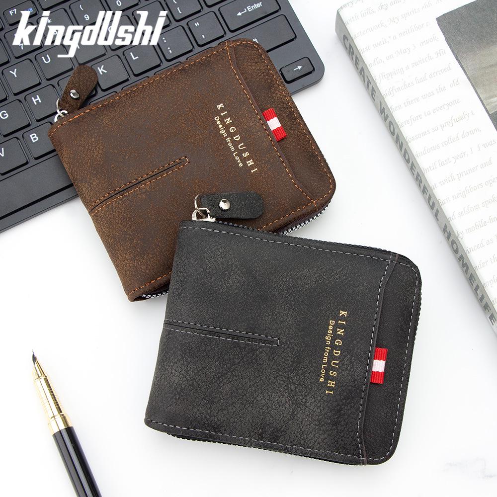 Men's Retro Zipper Tri-Fold Wallet with Coin Purse, Multi-Card Slots, and Chain Clip - Large Capacity