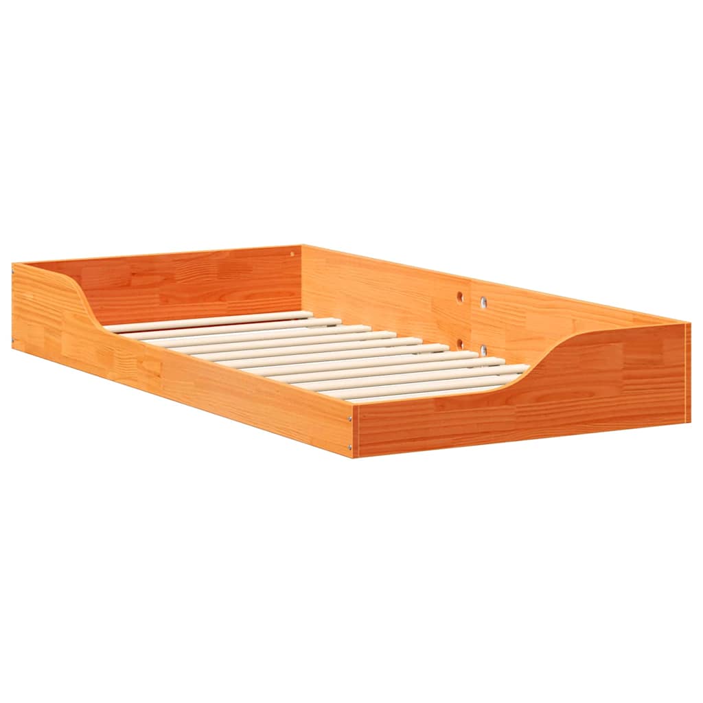 Bed Frame Wax Brown 75 x 190 cm Solid Pine Wood