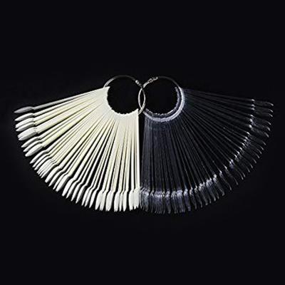 Fan-shaped Nail Swatches Sticks False Fake Nail Art Tips Sticks Polish Gel Salon Display Practice Tools with Metal Ring