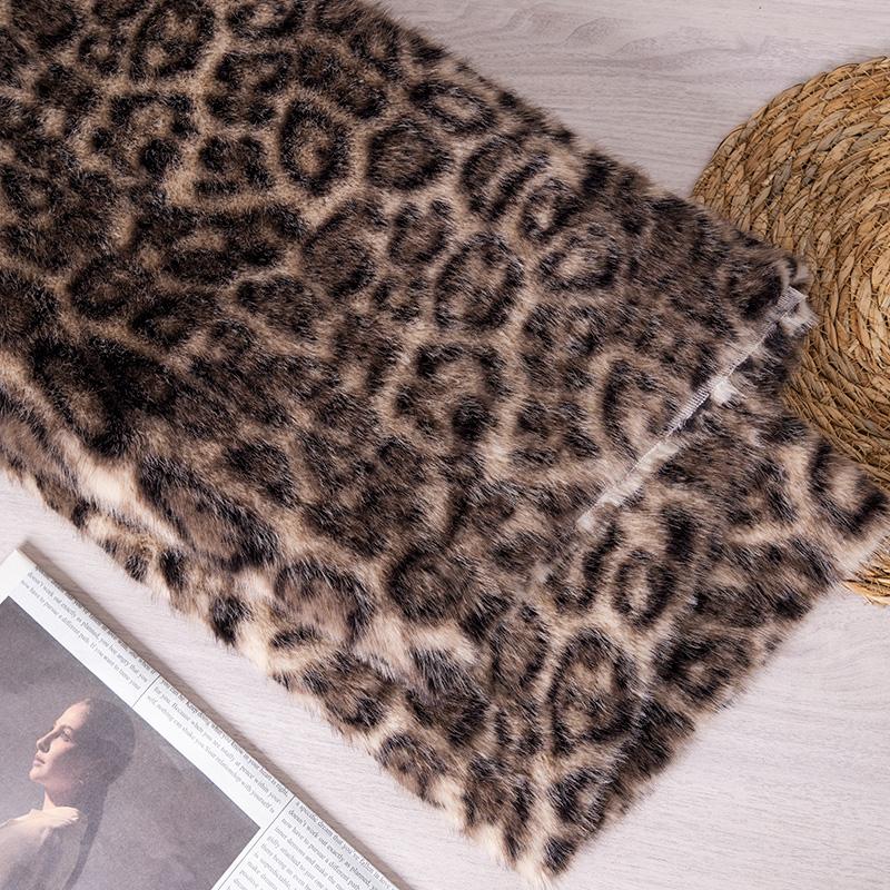 50x160cm Leopard Print Plush Synthetic Fur Fabric Performance Costume Faux Fur Clothing Carpet DIY Home Fabric