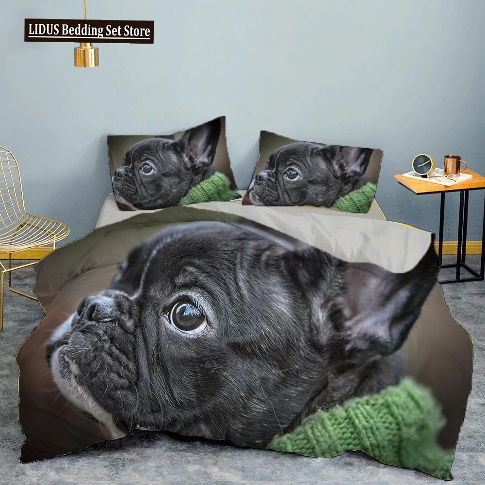 French Bulldog Duvet Cover Set Puppy Bedding Set Bedclothes With Pillowcase Single Double King Queen Size
