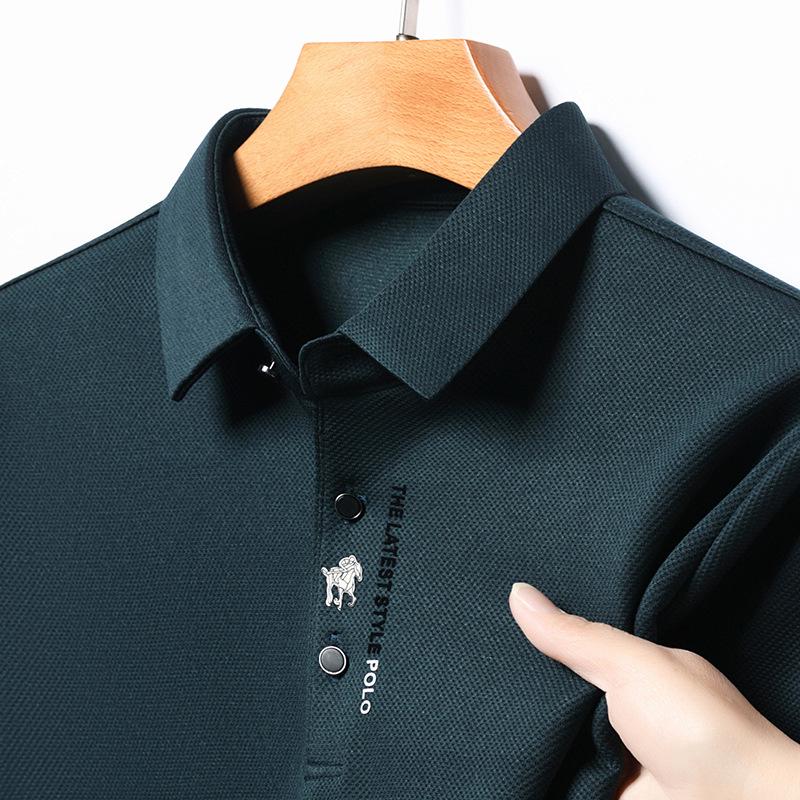 New Spring and Autumn Men's Long-sleeved T-shirts for Young and Middle-aged People Anti-wrinkle No-iron Long-sleeved Tops