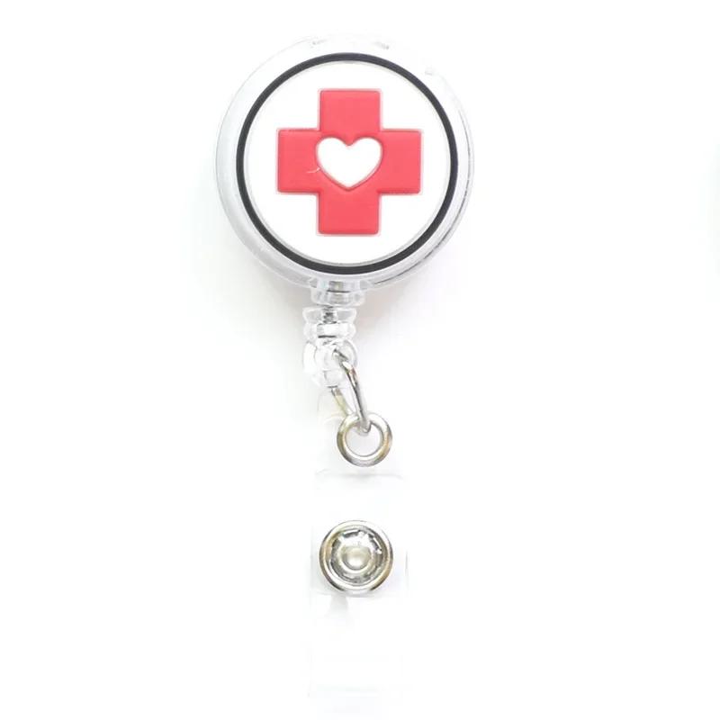 1pc Retractable Badge Holder Clips for Nurse ID Badge Reel with Belt Clip Doctor ID Card Chain Clips School Student Office