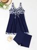 European and American Style Printed Two-Piece Skirted Tankini with Boyshorts Women's Swimwear