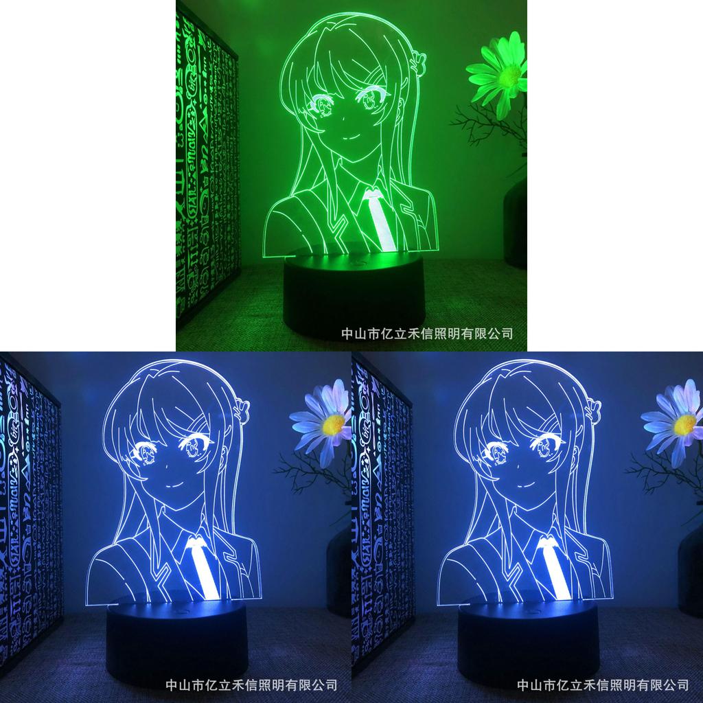 Rascal Does Not Dream Of A Dear Friend Mai Sakurajima 3d Touch Led Night Light With Remote Control For Bedroom Decor