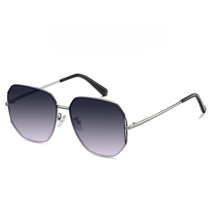 Fashion Sunglasses Retro Stainless Steel Sunglasses Female Ins High Sense Big Frame Sunglasses Female Metal Glasses