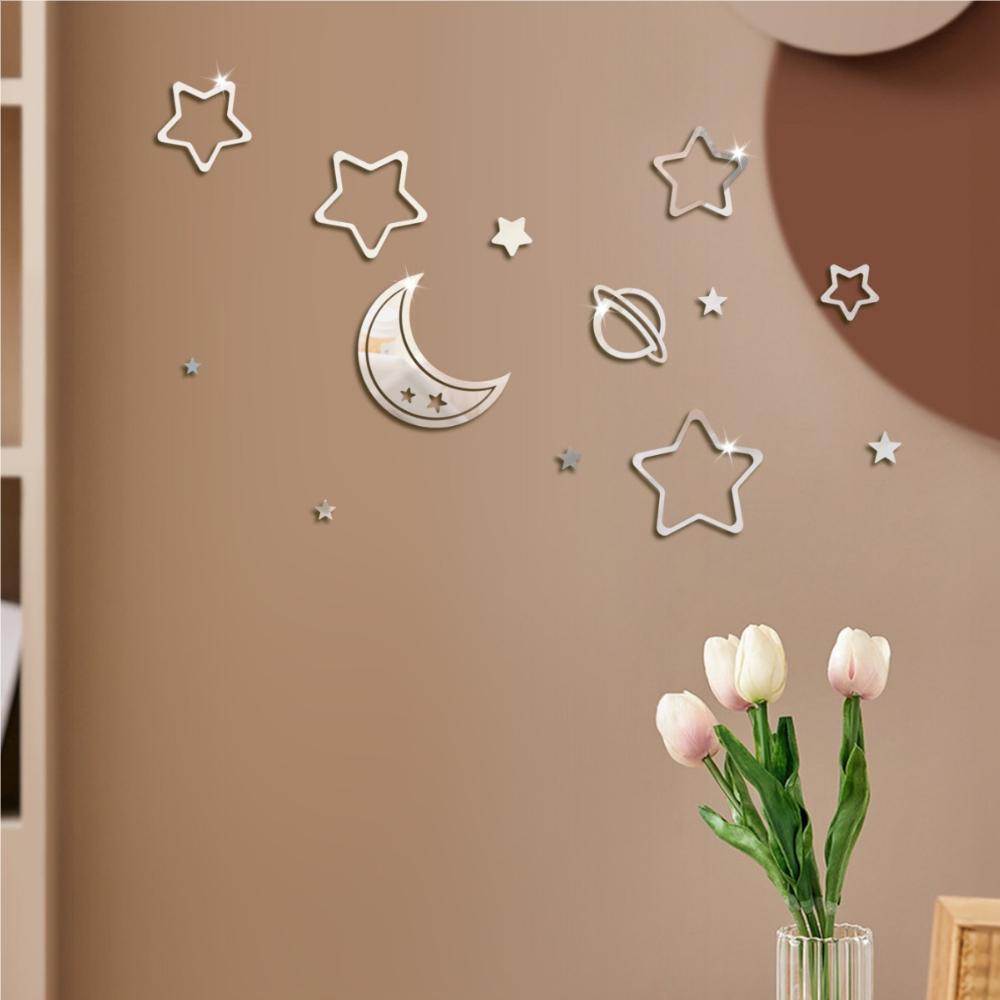 Acrylic Star, Moon And Planet Combination Wall Stickers For Living Rooms, Bedrooms And Children's Rooms, Self-adhesive Creative