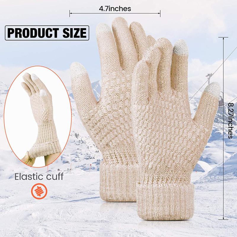 Winter Touchscreen Handschuhe Damen Herren Warm Stretch Strick Fäustlinge Imitatwolle Vollfinger Guantes Häkeln Luvas Verdicken Handschuhe