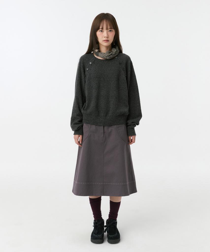 OHESHIO Button Detail Raglan Knit, Charcoal