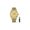 Nibosi Classic Men's Watch Gold Stainless Steel Analog Waterproof Casual with Date Display Metal Band
