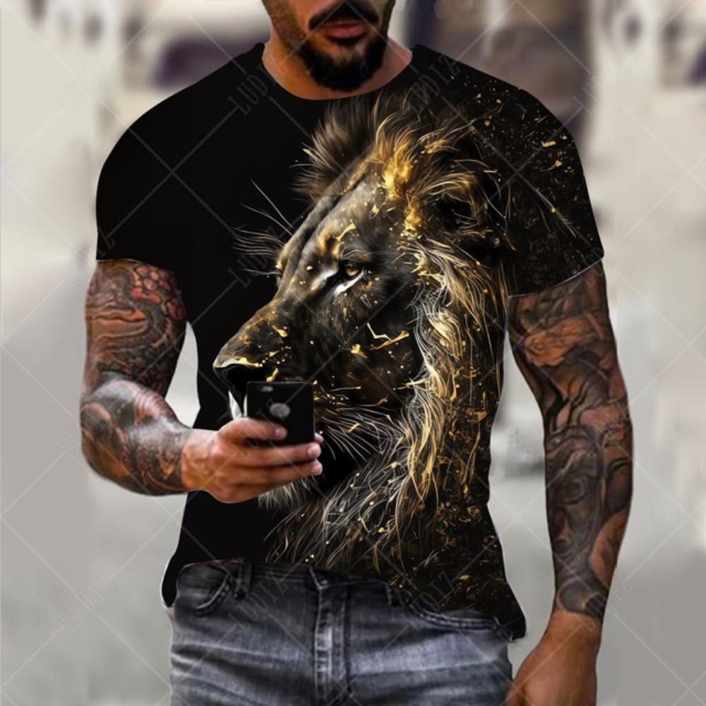 Men's Lion T-shirt Fashion 3d Printed T Shirt Animal Pattern Short-sleeved Oversized Streetwear Tees Summer Casual Men's Tops