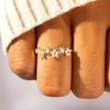 Huitan Shining Dainty Flower Finger Ring Lady Gold Color Bright Zirconia  for Engagement Graceful Women Wedding Band Gift