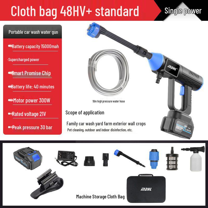 High-Pressure Wireless Portable Car Wash Gun with Lithium Battery
