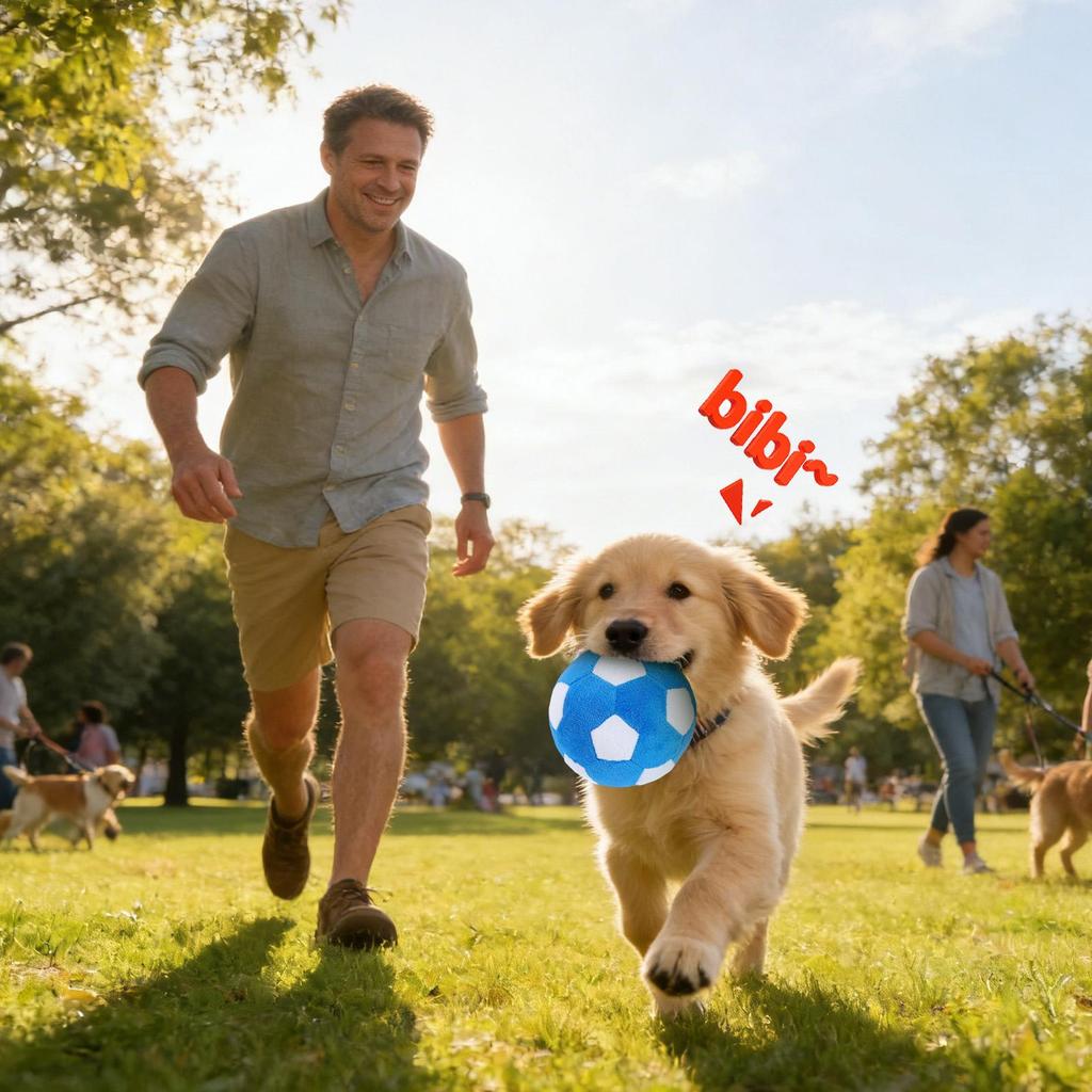 Soft Squeaky Plush Dog Toy Ball Interactive Soccer Game for Puppies Cats, Durable Safe Indoor Outdoor Play for Aggressive Chewer