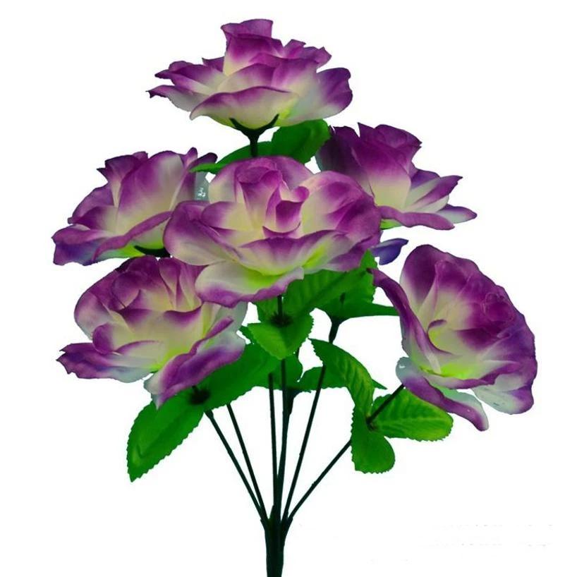 Fiori Artificiali 7 Teste Piante Rosa Chinensis Decorazioni Floreali Matrimonio Casa