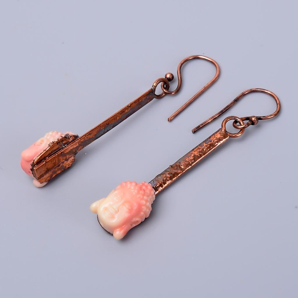 Opal Gemstone Hook New Electroformed Drop Sisters Gift Earrings Jewelry Copper V-70