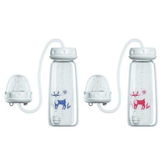 Hands-Free Baby Bottle Food-Grade PP Anti-Colic Baby Bottle Soft Nipple Non-Slip Base 240ml Adjustable Angle Feeding Bottle for Comfortable Feeding