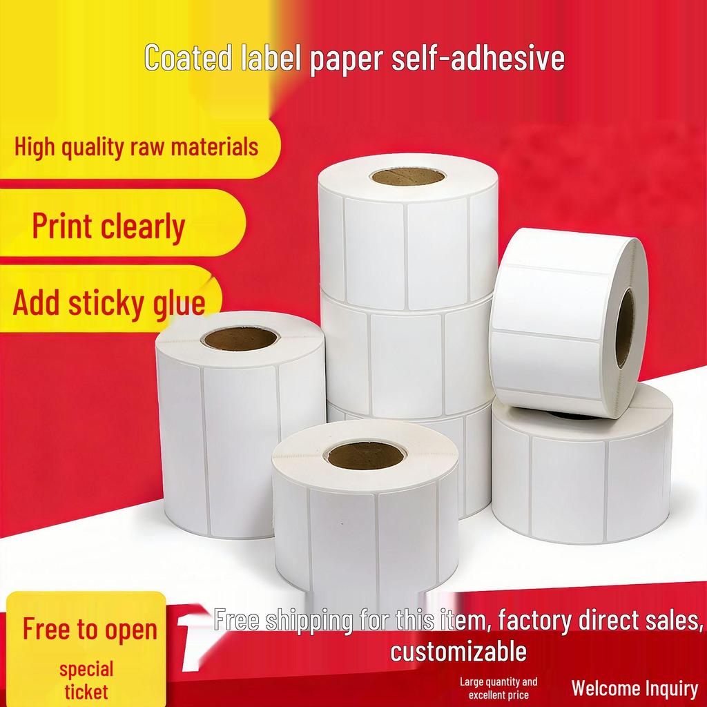 White Self-Adhesive Barcode Labels for Logistics - Large Roll for Printing