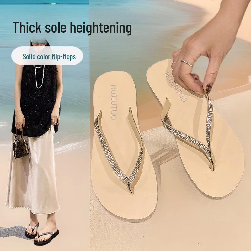 2025 Summer Rhinestone Non-Slip Beach Flip-Flops for Women