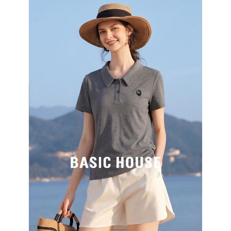 Basic House Women s Polo Collar Short Sleeve T-Shirt 2XL