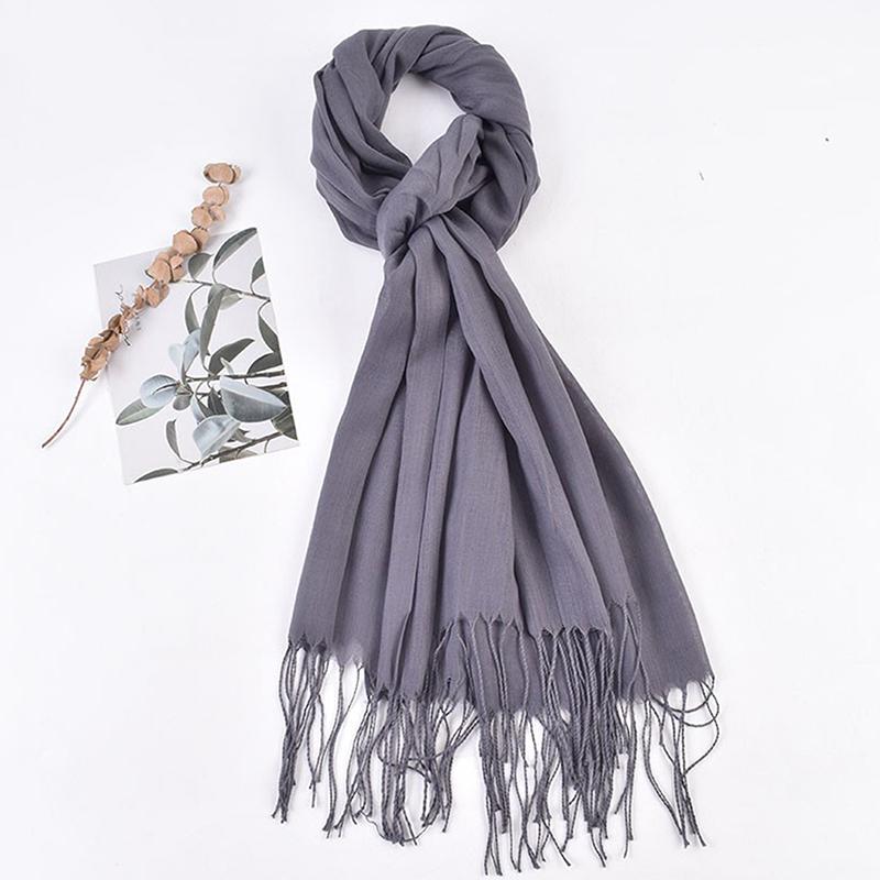 Women 70x200cm Faux Cashmere Solid Fringe Scarf Minimalist Elegant A/C Shawl Soft Breathable Autumn And Winter Warm Scarf