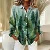 Women's Shirt With Floral Print Buttons, Long Sleeved Casual Regular Shirt Blouses Casual Plus Size Basic Tops