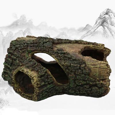 Aquarium Hollow Tree Tunnel Cave Ornament Fish Shrimp Reptile Hiding Shelter Fish Tank Ornament Fish Tank Decoration Home Decor