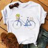 Bicycle Flower Print Tshirt Short Sleeve Round Neck Womens Dress Tops Graphic T Shirts Aesthetic Aesthetic Clothes Kawaii