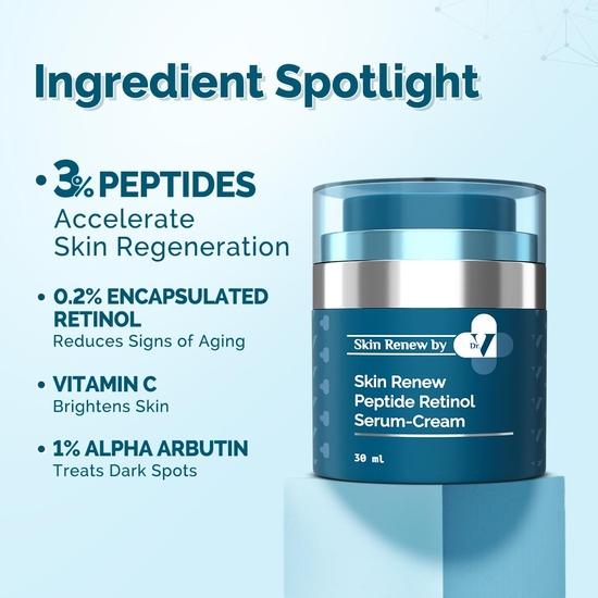 Derma Co.. x Dr.V Skin Renew Peptide Retinol Serum-Krem z Peptydem i Retinolem-30ml | 1% vv | Wzmacnia Kolagen|Rozjaśnia Ciemne Plamy