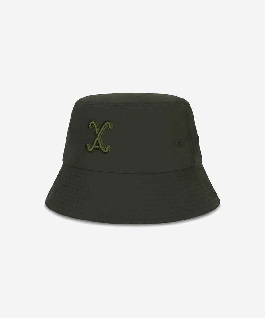 Bajal Va Curved Logo Nylon Bucket Hat Khaki