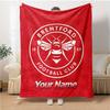 1pc Brentford F.C Blanket with Custom Name, Gift, for Men and Women, Soft Blanket, Good for Sofa Bed Couch Travel, Lightweight Flannel Blanket