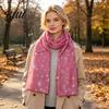 Holiday Gathering Accessory Glitter Sparkly Foil Snowflake Print Scarf for Women Christmas Soft Fabric Winter Gift Theme Shawl Wrap Fall Lightweight
