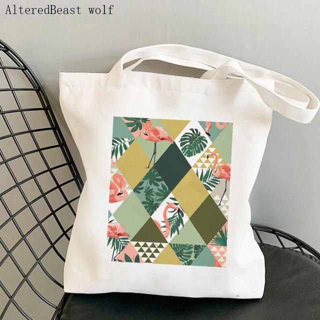 

Женская сумка-шоппер Flamingo Art Level Of Flamingos in Gold Bag Harajuku Холщовая сумка-шоппер для девочек-тоут на плечо Женская сумка 24*26cm