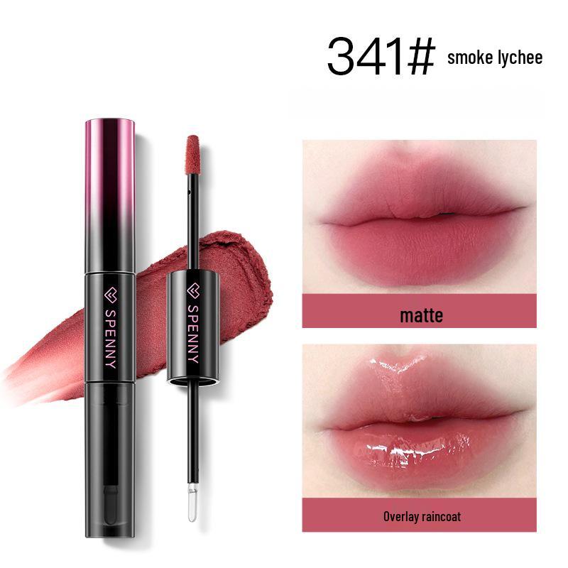 Shapeni Double-Ended Mirror Lip Gloss & Plump Lip Mud - Long-lasting, Non-Staining, Ideal for Students, Asian Makeup.