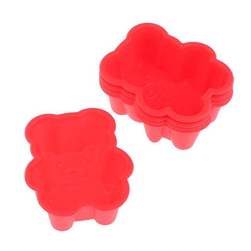 5Pcs  7Cm Creative Silicone Bear Muffin Cup Cake Cup Diy Baking Mold Color Random