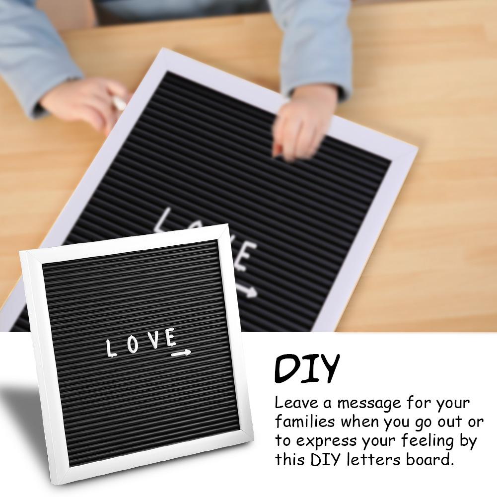 25cm*25cm Message Plastic Letter Board Sign Changeable Letters Numbers Room Decor (White Frame)