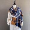 Vintage Ginkgo Leaf Jacquard Scarf Women Thick Warm Faux Cashmere Neck Scarf