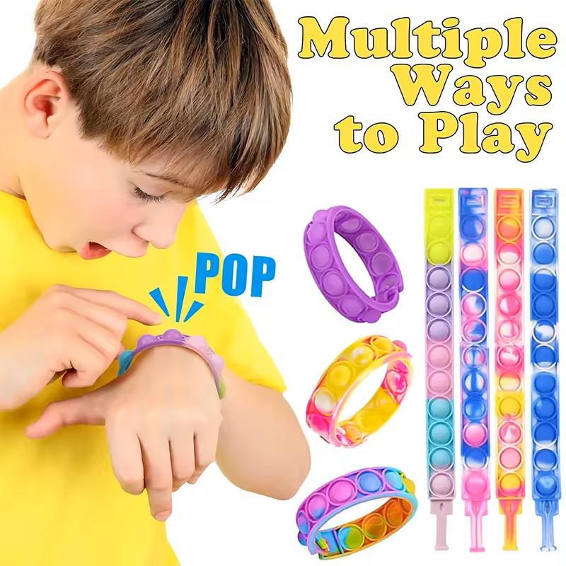 Colorful Silicone Bracelet Anxiety Sensory for Autism Adult Pops Bubble Simple Dimple Toy Fidget Anti Stress Relief Toys Game