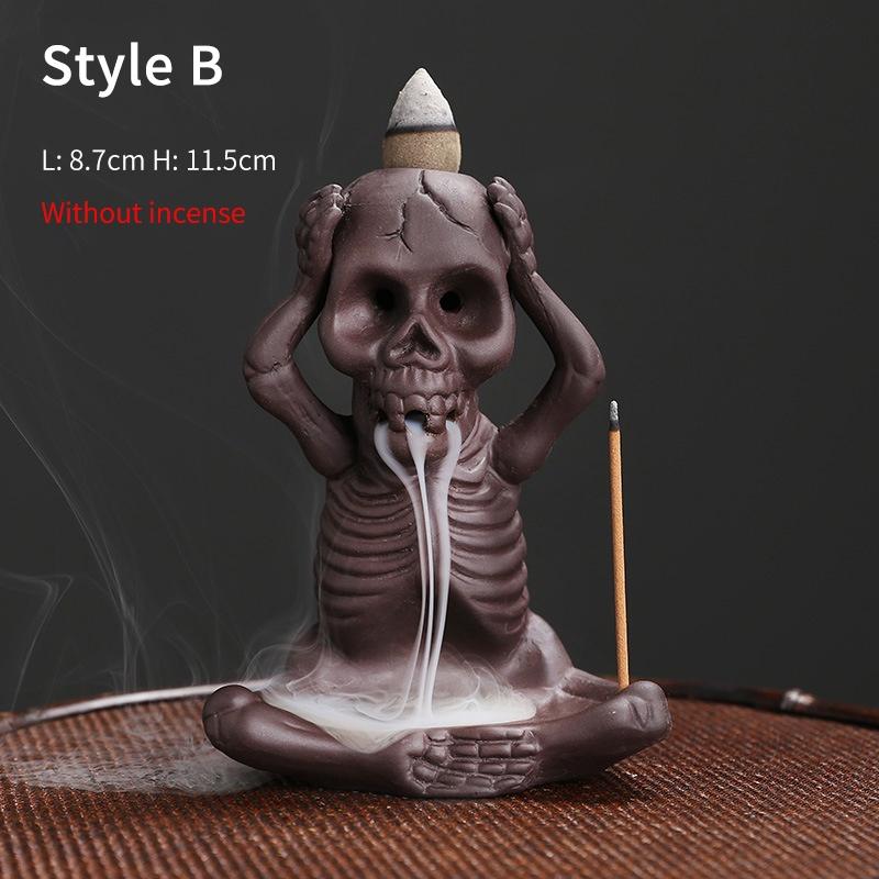 Purple Clay Backflow Incense Burner Halloween Gift American Style Skull Small Ghost Backflow Incense Burner Ornament