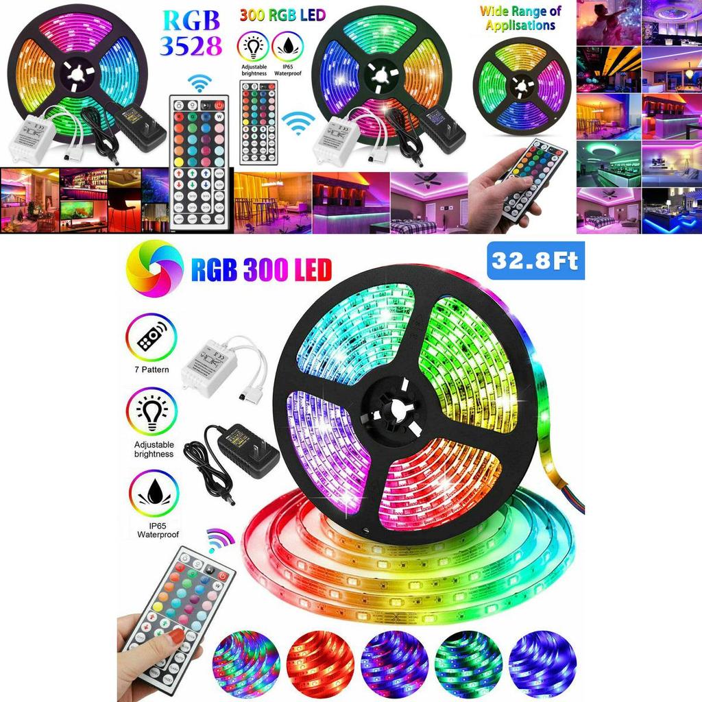 RGB 5/10m Wasserdicht 3528 SMD 300/600 LED Flexibles Lichtband Mit Fernbedienung**